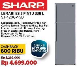 Promo Harga Sharp SJ-420-GP SD Kulkas Plasmacluster Ion 2 Pintu  - COURTS