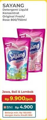 Promo Harga Sayang Liquid Detergent Rose, Original Fresh 800 ml - Indomaret