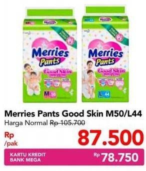 Promo Harga Merries Pants Good Skin L44, M50 44 pcs - Carrefour