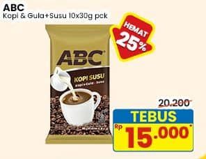 Promo Harga ABC Kopi Susu per 10 sachet 30 gr - Indomaret