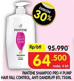 Promo Harga PANTENE Shampoo Hair Fall Control, Anti Dandruff 750 ml - Superindo