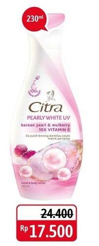 Promo Harga CITRA Hand & Body Lotion Pearly White UV Korean Pearl Mulberry 230 ml - Alfamidi