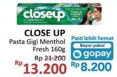 Promo Harga CLOSE UP Pasta Gigi Deep Action Menthol Fresh 160 gr - Alfamidi