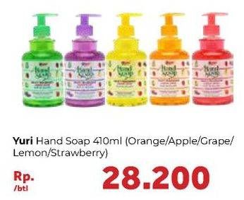 Promo Harga YURI Hand Soap Grape, Orange, Apple, Lemon, Strawberry 410 ml - Carrefour