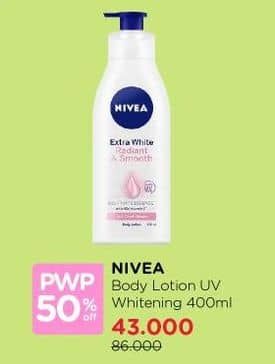 Promo Harga Nivea Body Lotion UV Extra Whitening SPF 15 400 ml - Watsons