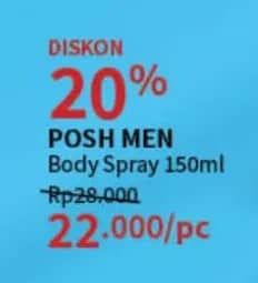 Promo Harga Posh Men Perfumed Body Spray 150 ml - Guardian