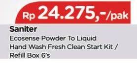 Promo Harga SANITER Ecosense Powder To Liquid Handwash Fresh Clean per 6 sachet 9 gr - TIP TOP