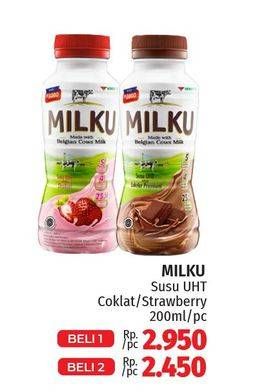 Promo Harga Milku Susu UHT Stroberi, Cokelat Premium 200 ml - LotteMart