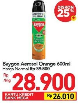 Promo Harga BAYGON Insektisida Spray Orange Blossom 600 ml - Carrefour