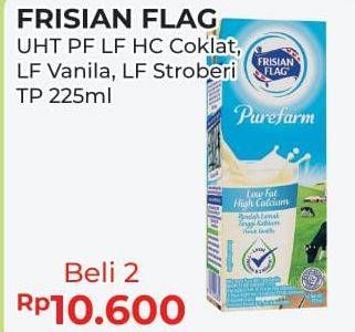 Promo Harga FRISIAN FLAG Susu UHT Purefarm Low Fat, Swiss Chocolate, Full Cream, Strawberry per 2 box 225 ml - Alfamart