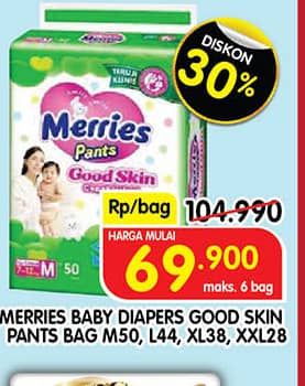 Promo Harga Merries Pants Good Skin M50, L44, XL38, XXL28 28 pcs - Superindo