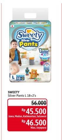 Promo Harga Sweety Silver Pants L18+2 20 pcs - Alfamidi