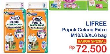 Promo Harga Lifree Popok Celana Ekstra Serap M10, L8, XL6  - Indomaret