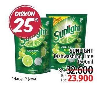 Promo Harga SUNLIGHT Pencuci Piring Jeruk Nipis 100 1600 ml - LotteMart