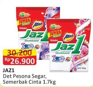 Promo Harga ATTACK Jaz1 Detergent Powder Semerbak Cinta, Pesona Segar 1700 gr - Alfamart