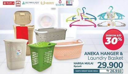 Promo Harga Lion Star/Maspion/Olymplast/Kiramas/Claris/ONYX Aneka Hanger & Laundry Basket  - Carrefour