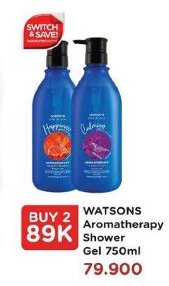 Promo Harga WATSONS Aromatheraphy Shower Gel per 2 botol 750 ml - Watsons