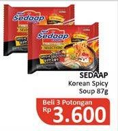 Promo Harga SEDAAP Korean Spicy Soup per 3 pcs 77 gr - Alfamidi