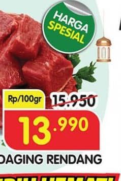 Promo Harga Daging Rendang Rendah LemakPremiumSpesialBekuSpecialFamily Pack per 100 gr - Superindo