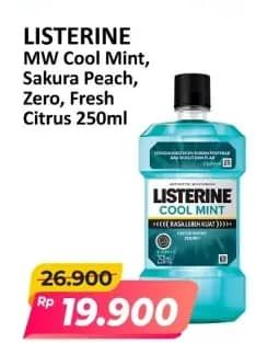 Promo Harga Listerine Mouthwash Antiseptic Cool Mint, Sakura Peach, Zero, Fresh Citrus 250 ml - Alfamart
