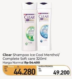 Promo Harga Clear Shampoo Ice Cool Menthol, Complete Soft Care 320 ml - Carrefour