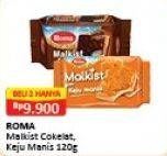 Promo Harga ROMA Malkist Keju Manis per 2 pcs 120 gr - Alfamart