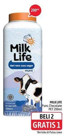 Promo Harga MILK LIFE Fresh Milk Murni, Cokelat 200 ml - Alfamidi