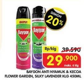 Promo Harga Baygon Insektisida Spray Flower Garden, Silky Lavender 450 ml - Superindo