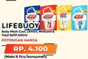 Promo Harga Lifebuoy Body Wash Cool Fresh, Lemon Fresh, Mild Care, Total 10 400 ml - Yogya