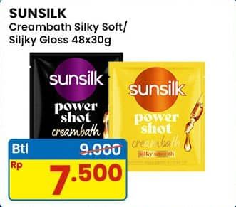 Promo Harga Sunsilk Power Shot Creambath Silky Gloss, Silky Smooth 30 gr - Indomaret