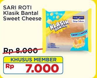 Promo Harga Sari Roti Roti Klasik Bantal Sweet Cheese 60 gr - Indomaret