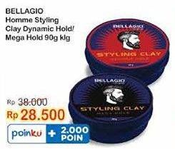 Promo Harga Bellagio Homme Styling Clay Dynamic Hold, Mega Hold 90 gr - Indomaret