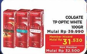 Promo Harga COLGATE Toothpaste Optic White All Variants 100 gr - Hypermart