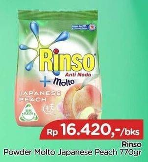 Promo Harga RINSO Anti Noda Deterjen Bubuk + Molto Japanese Peach 770 gr - TIP TOP