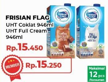 Promo Harga Frisian Flag Susu UHT Purefarm Swiss Chocolate, Full Cream 946 ml - Yogya