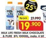 Promo Harga MILK LIFE Fresh Milk Cokelat, Murni 1000 ml - Superindo