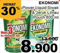 Promo Harga EKONOMI Pencuci Piring Power Liquid Siwak, Jeruk Nipis 800 ml - Giant