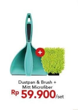 Promo Harga Mitt Microfiber + Dustpan & Brush  - Carrefour