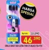 Promo Harga ORAL B Toothbrush Ultra Thin Black Tea 3 pcs - Superindo