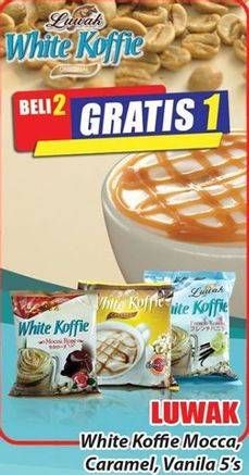 Promo Harga Luwak White Koffie Caramel, Mocca, Vanilla 5 pcs - Hari Hari