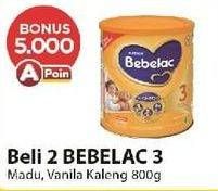 Promo Harga BEBELAC 3 Susu Pertumbuhan Madu, Vanila 800 gr - Alfamart