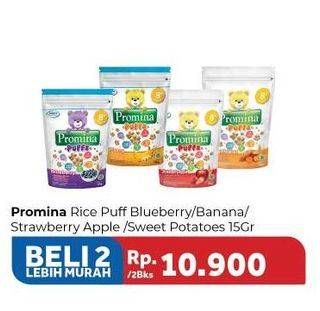 Promo Harga PROMINA Puffs Blueberry, Banana, Strawberry Apple, Sweet Potatoes per 2 pouch 15 gr - Carrefour