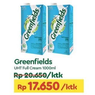 Promo Harga Greenfields UHT Full Cream 1000 ml - TIP TOP