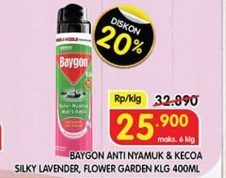 Promo Harga Baygon Insektisida Spray Silky Lavender, Flower Garden 450 ml - Superindo