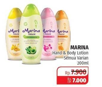Promo Harga MARINA Hand Body Lotion All Variants 200 ml - Lotte Grosir