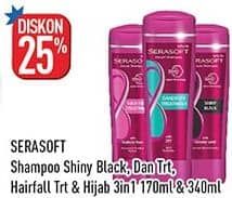 Promo Harga Serasoft Shampoo Shiny Black, Hairfall Treatment, Hijab 3in1, Anti Dandruff 170 ml - Hypermart
