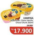 Promo Harga CAMPINA Ice Cream Chocolate Chunks, Neapolitan 350 ml - Alfamidi