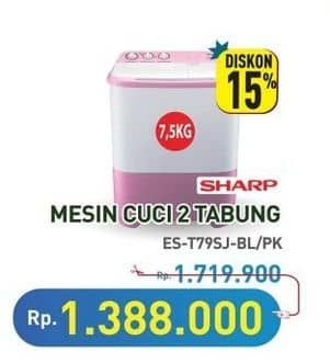 Promo Harga Sharp ES-T79SJ-BL/PK | Washing Machine Twin Tube 7.5kg  - Hypermart