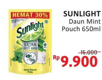 Promo Harga Sunlight Pencuci Piring Anti Bau With Daun Mint 650 ml - Alfamidi