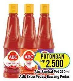 Promo Harga ABC Sambal Asli, Extra Pedas, Bawang Pedas 275 ml - Hypermart
